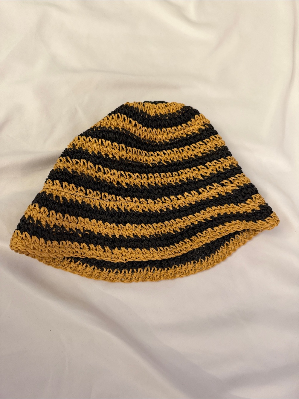 RVCA Striped Crochet Bucket Hat - Tan and Black